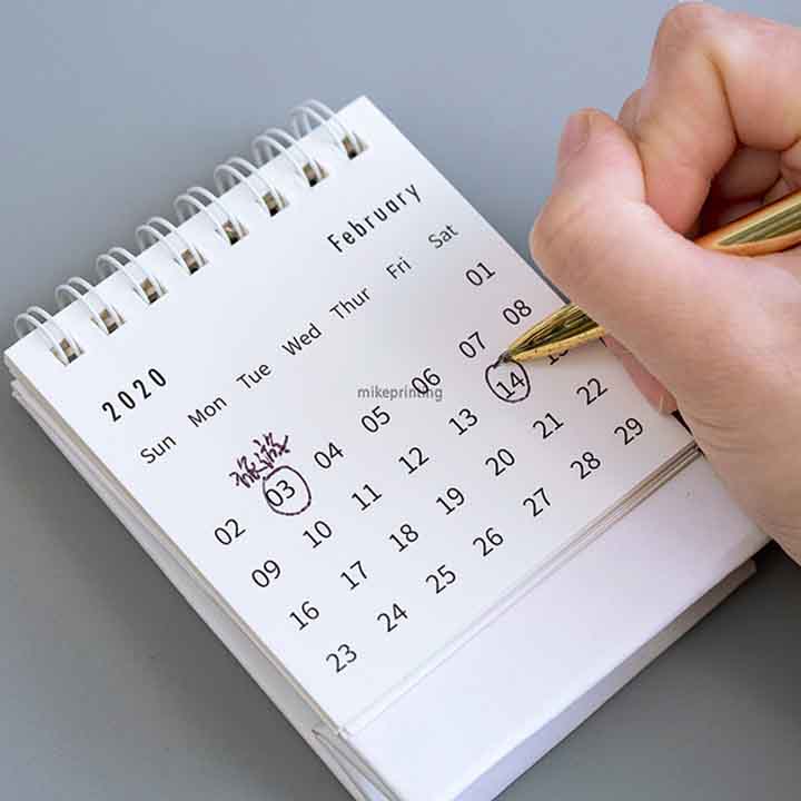 Calendario pequeño portátil con encuade